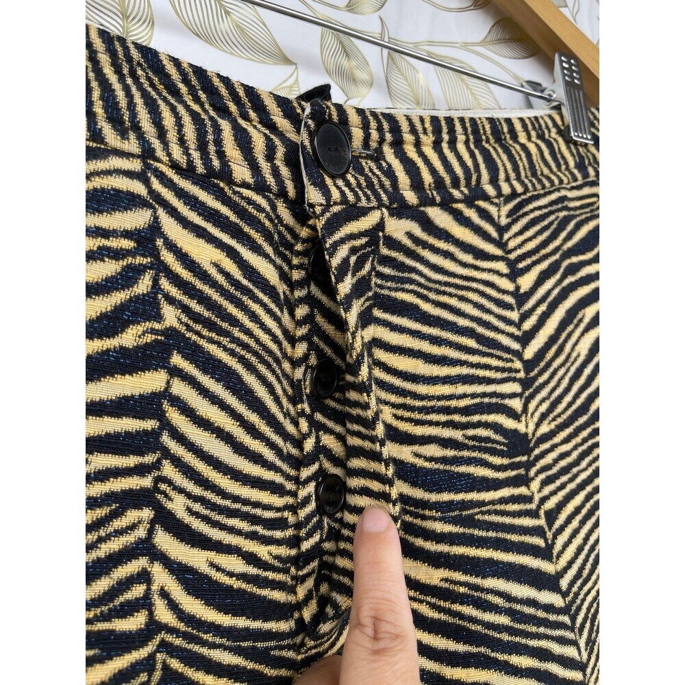 Rachel Comey Zebra Metallic Brocade Pants Gold Black Wide Leg Button Fly Size 10 - Picture 5 of 12